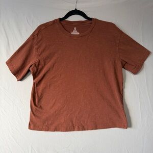 Nobo Womens Boxy Fit Cropped T Shirt Small Brown Grunge Loungewear Basic Cotton